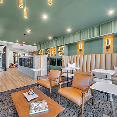 Interior Common Lobby and Mail Room Interior Design at VESA Marlborough - CUBE 3